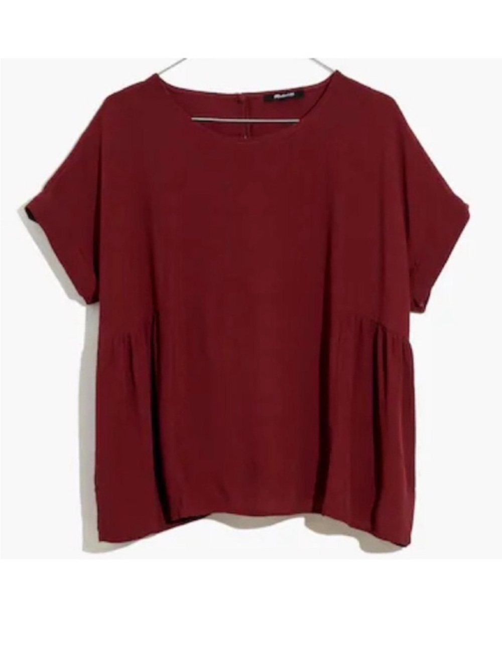Madewell Cuffed Sleeve Shirred Top - Burgundy
